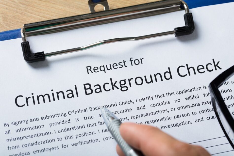 Form that says Request for Criminal Background Check